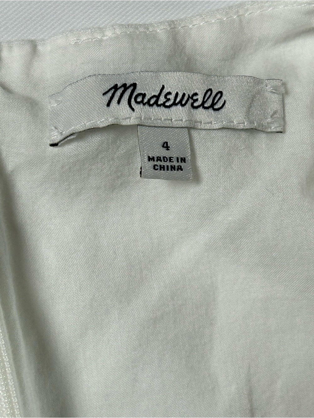 Madewell White linen blend Button-Front V-Neck Midi Dress short sleeve size 4 - Picture 10 of 14